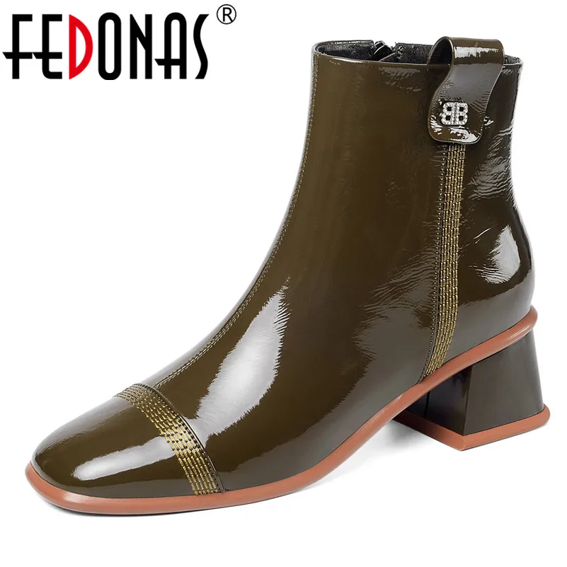 

FEDONAS Genuine Leather Fashion Women Ankle Boots Office Ladies High Heels Warm Boots Autumn Winter Party Shoes Woman New Shoes