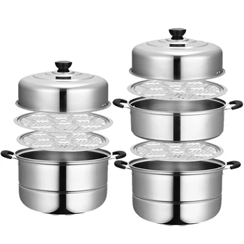 

Stainless Steel Two Three Layer Thick Steamer Pot Soup Steam Pot Universal Cooking Pots For Induction Cooker Gas Stove Steam Pot