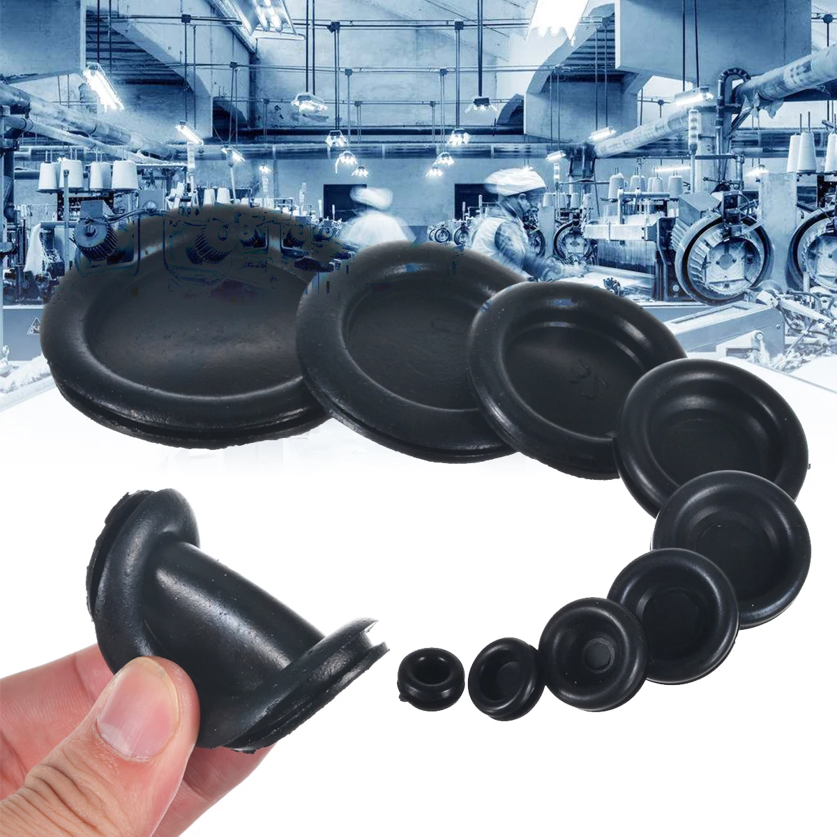 130pcs/set Cable Blanking Grommet Rubber Closed Grommets Assorted Box