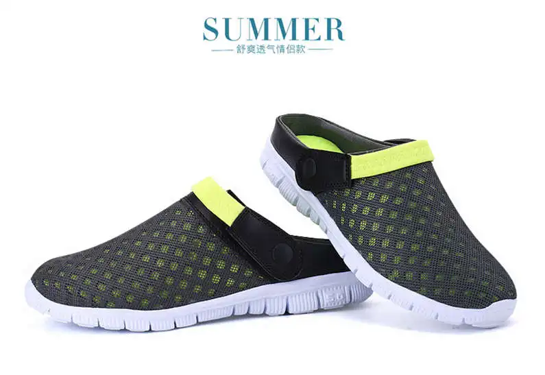 Comfort Men Shoes Casual Big Size Men's Home Slippers Fashion Mesh Soft Summer Sandals Crock Fishing Quick-drying Man Slipper B1