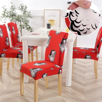 

1/4/6pcs Christmas Chair Covers Big Elastic Seat Chair Covers Xmas Stretch High Back Slipcovers For 2021 New Year Banquet Party