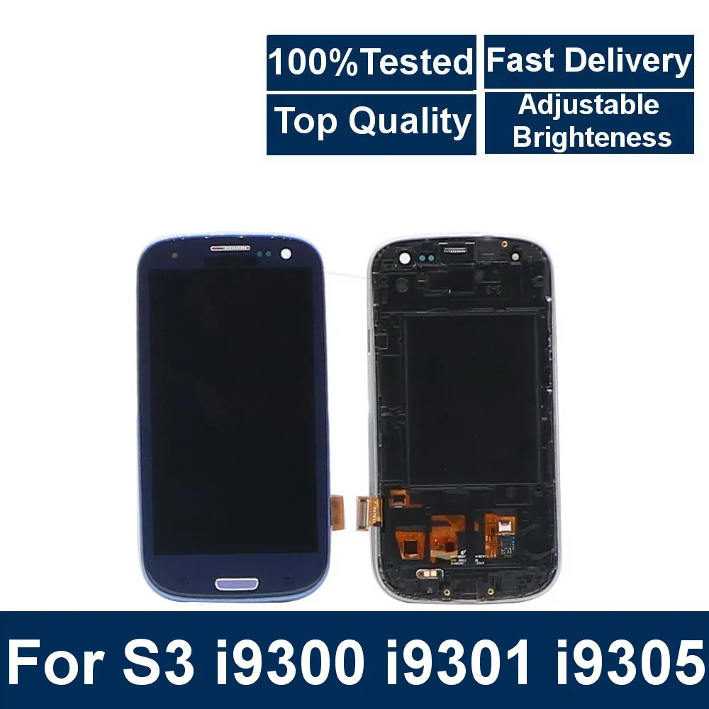 Протестировано для samsung Galaxy S3 i9300 i9300i i9301 i9301i i9305 ЖК-дисплей Дисплей кодирующий преобразователь сенсорного экрана в сборе регулировка яркости