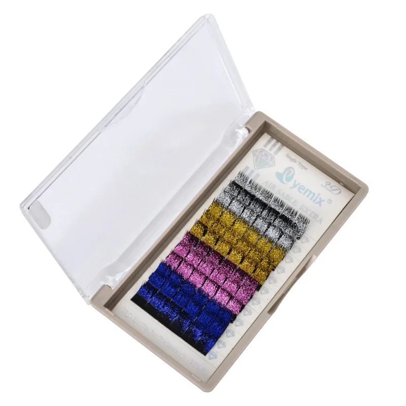 

Colorful false eyelashes Gold silver blue and pink four colors eyelashes party false eyelashes Bright pink 4 colors