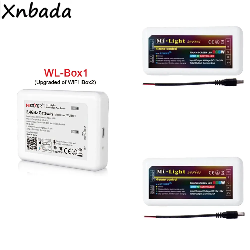 Milight WL-Box1work с Amazon Alexa Google assistant светодиодный контроллер 2,4G RGBW светодиодный контроллер для RGB RGBW светодиодные полосы DC12-24V