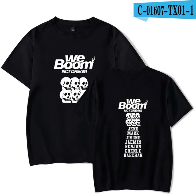 NCT Dream альбом мы бум печатные летние женские/мужские горячая Распродажа футболки с коротким рукавом повседневные K-поп-футболки размера плюс футболки топы - Цвет: black