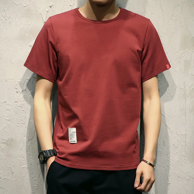 

2019 spring and summer new tide round neck short-sleeved T-shirt Slim and breathable new short-sleeved tide brand nylon