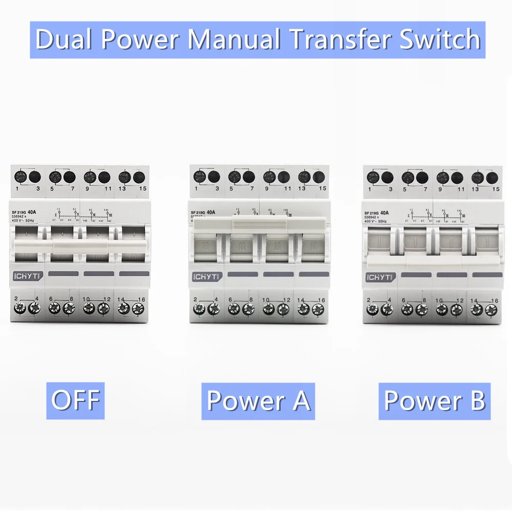 

4P 40A MTS Dual Power Manual Transfer Switch Interlock Circuit Breaker 1 order