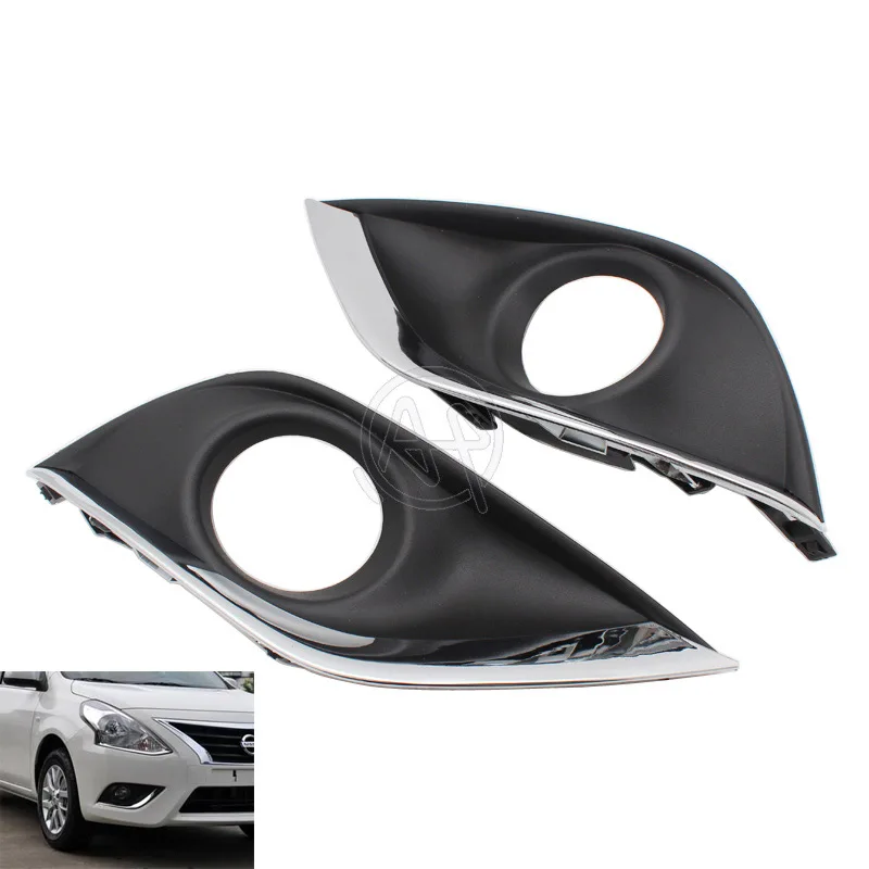 Headlight Cover Left/Right Front Lower Bumper Fog Light Cover Grill Grilles for Nissan Versa Sedan(B17) 2015 Facelift