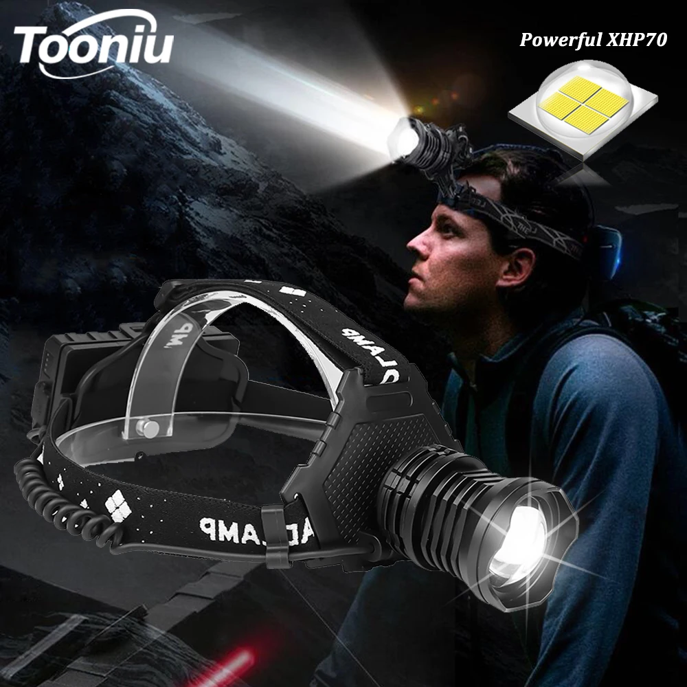 Мощный XHP50 / XHP70 светодиодный налобный фонарь с зарядкой от USB 5 режимов освещения
