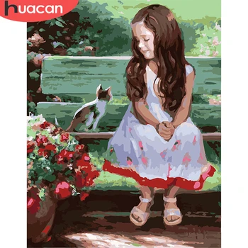 

HUACAN Pictures By Numbers Diy Girl Kits Drawing On Canvas Painting By Number HandPainted Angle Figure Acrylic Home Decoration