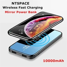NTSPACE 10000 мАч Qi Беспроводное зарядное устройство, внешний аккумулятор для iPhone, samsung, внешний аккумулятор, двойное USB зарядное устройство, беспроводной внешний аккумулятор