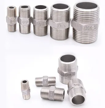 

2pc Pipe Fitting 1/8" 1/4" 3/8" 1/2" 3/4" 1" BSP Male To Male Thread Hex Nipple Threaded Equal Adapter Joint Stainless Steel A2