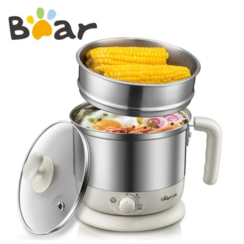 

Bear Multifunctional Mini Electric Cooking Pot Electric Cooker Heating Pan Portable Steamer Adjustable HotPot Cooking Pot