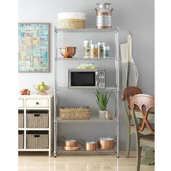 

5-Layer Chrome Plated Iron Shelf Shoes Rack Assembly Solid Stand Hanger Storage Space Saver Home Organization 180*90*35cm