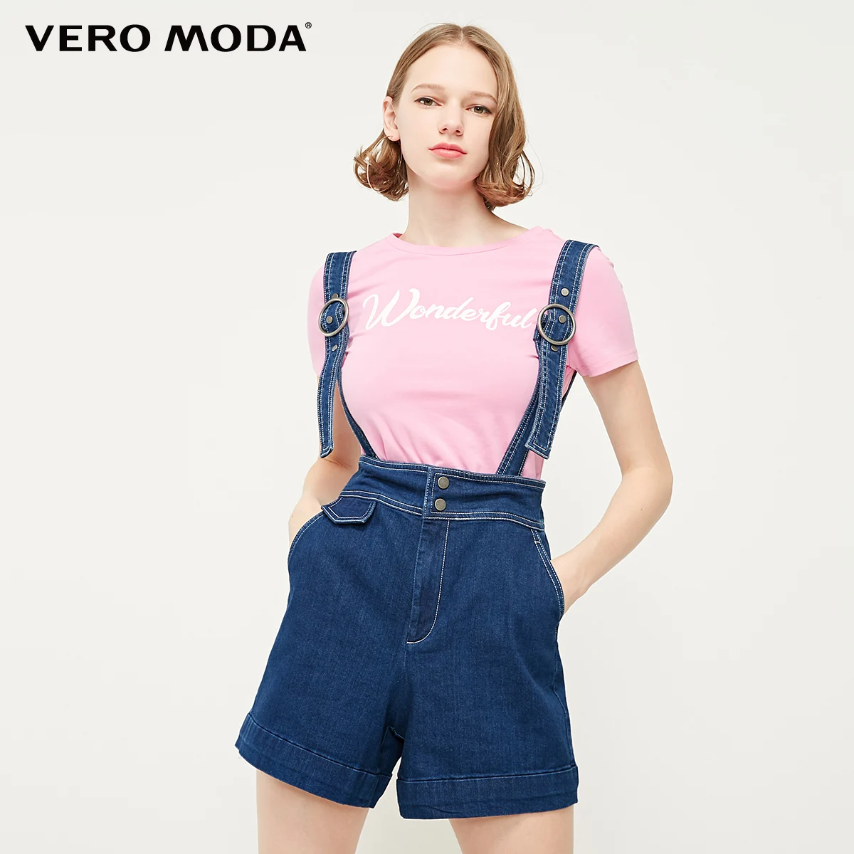 Mid blue denim Vero Moda женские джинсовые шорты со съемными лямками | 319243501 - Цвет: Mid blue denim