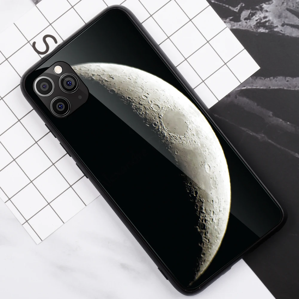 04 Крутой чехол из закаленного стекла для iPhone 11 Pro Max Xs, чехол с принтом Луны и звезд для iPhone 6, 6 S, 7, 8 Plus, X, XS, Max, XR, задний чехол s - Цвет: 04