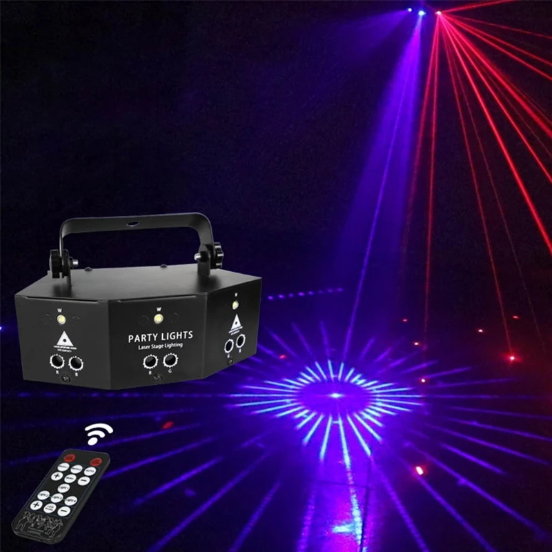 

US/EU/UK/AU Plug 9 Lens Remote Control Beam Scanning Stage Light Strobe Light