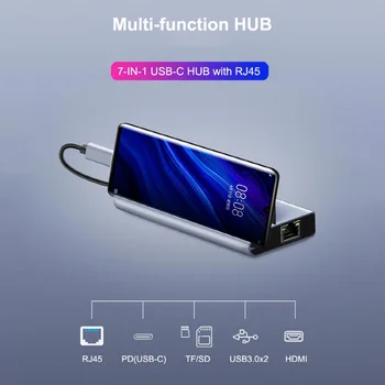 

7 in 1 Type-C HUB Converter 4K 1080P HDMI USB2.0 USB3.0 60W PD Fast Charge Dock USB 3.0 Port USB-C Power Delivery