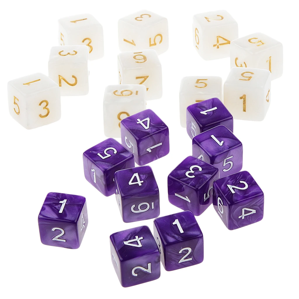 20Pcs 16mm Six Sided Dice D6 Square for Playing Dungeons D&D TRPG Game Toys