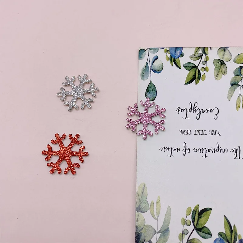 60 Teile/los 2cm Glitter schneeflocke Gepolsterte Appliques für DIY haar clip zubehör und Weihnachten handgemachte ornament patch – Detail 10
