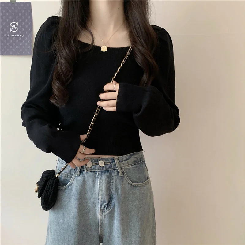 Jumper Women French Style Square Collar 
