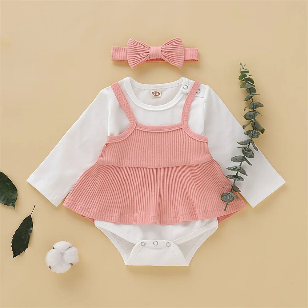 US Stock Cute 3PCS Newborn Baby Girl Clothes Romper Bodysuit Sunsuit Playsuit Outfit Clothes 0-18 months