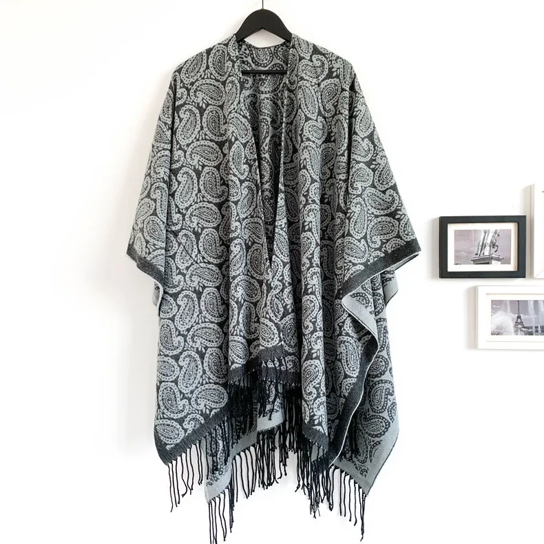 

European and American autumn and winter cashew flower flower fork shawl imitation cashmere large tirate cashew flower flow Suga