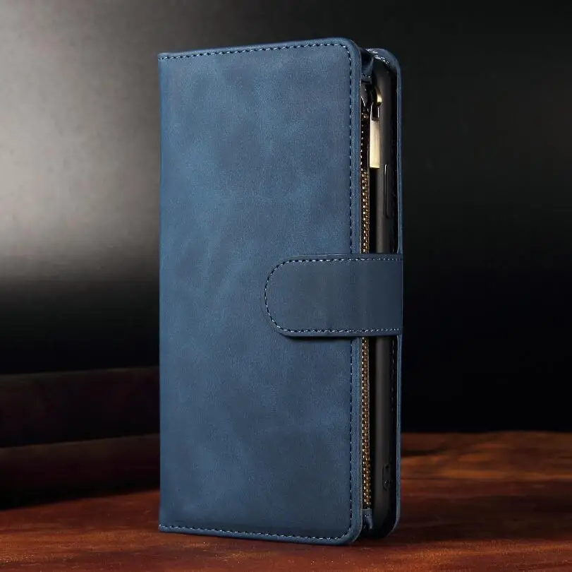 Blue Роскошный чехол-бумажник из искусственной кожи для iPhone 11 Pro MAX 6 6s 7 8 Plus, чехол s, кошелек, откидная крышка для iPhone X XS XR XS MAX - Цвет: Blue
