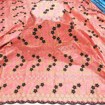 

New beautiful bazin riche fabric 2020 new design Pink bazin riche fabric tissu african bazin lace with embroidery lace d66-405
