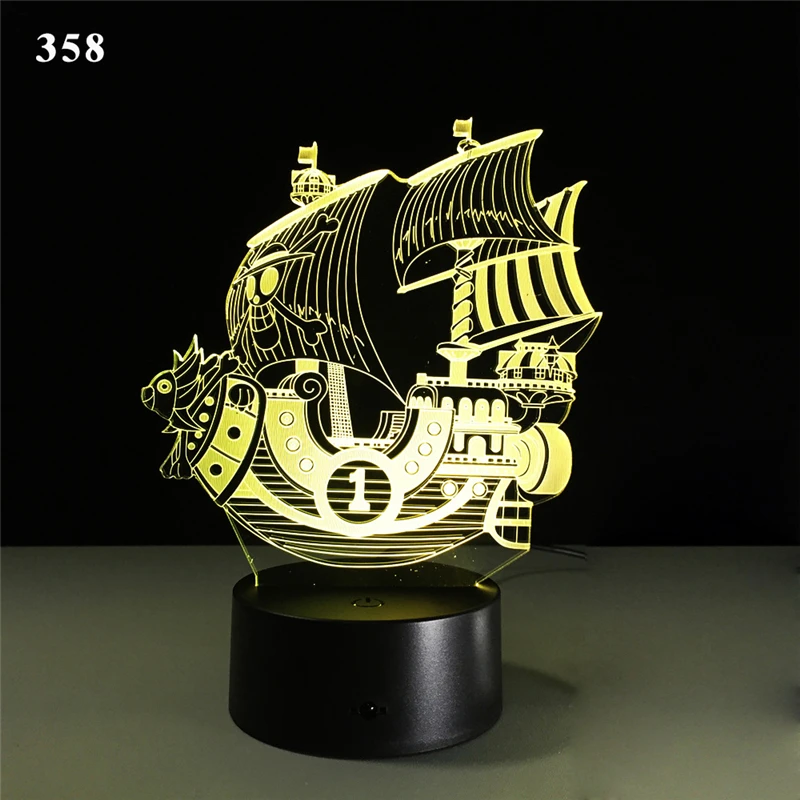 Ночник 3D пиратский корабль скоростная лодка парусная яхта светодиодный Ночной