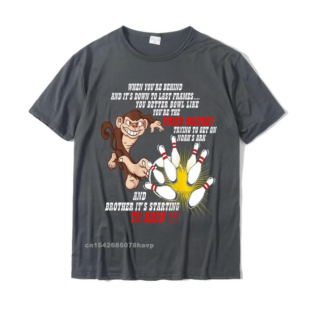 Round Collar Comics Pure Cotton Men's T Shirts Simple Style Short Sleeve T Shirt Hip Hop Funny Tee-Shirt Wholesale Bowl Like Youre The 3rd Monkey Short Sleeve Bowling Shirt__2477. carbon