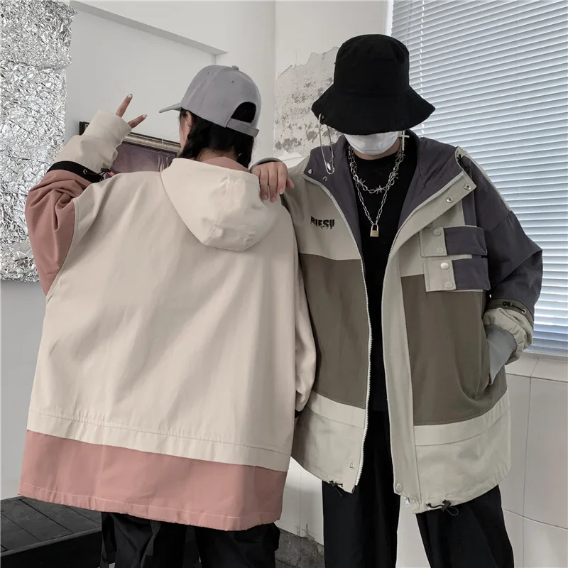 

Spring And Autumn Hip Hop INS Popular Brand Raincoat Jacket Couples Workwear Coat Jacket Men's Loose-Fit Trend Casual Function T