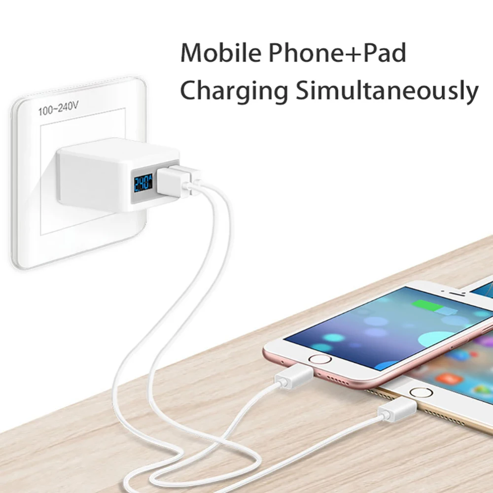 5V/2.1A Fast Charger for iPhone IPad Samsung LED Display Universal Wall Dual USB Adapter Mobile Phone Wholesale | Электроника