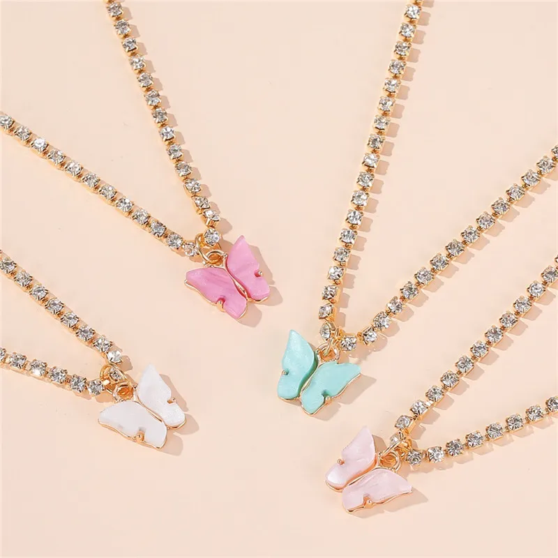 LETAPI Statement Big Butterfly Pendant Necklace Rhinestone Chain for Women Bling Tennis...