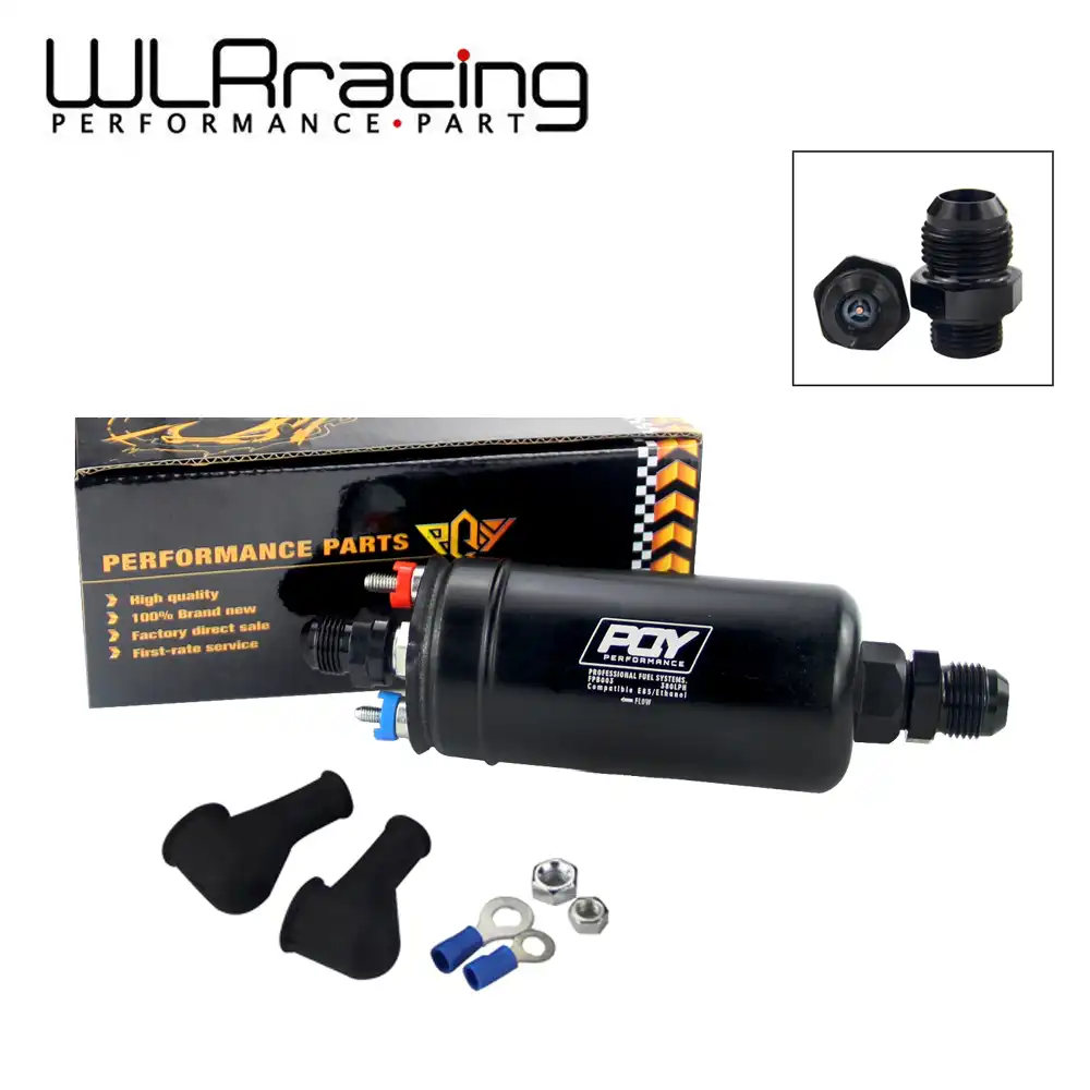 WLR RACING PQY BLACK AN6 / AN8 / AN10 Inline Fuel Filter E85 Ethanol
