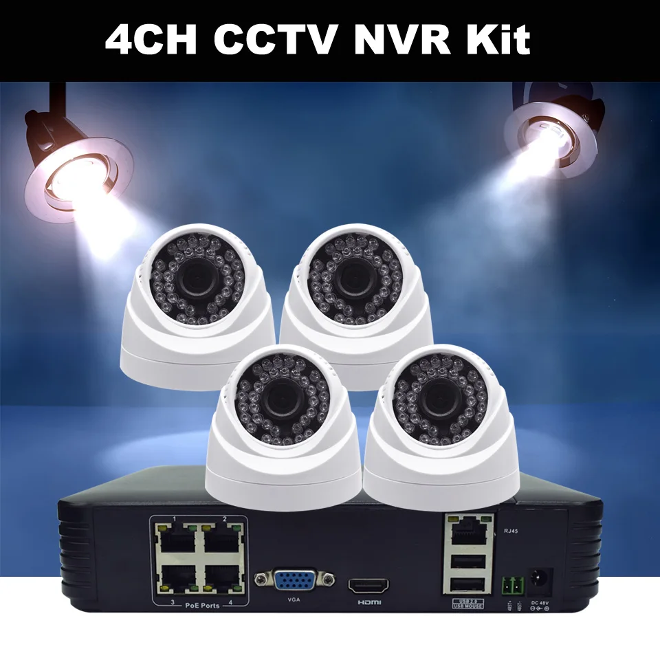 Мини 4CH 48V PoE ip-камера 1080P комплект CCTV камера безопасности системы 2.0MP с микрофоном обнаружения движения P2P