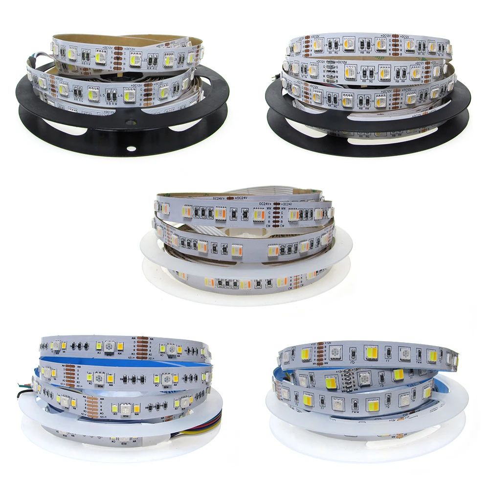 Светодиодная ленсветильник RGB 12 в 24 В SMD 5050 4 1 5 CCT 60 светодиодов/м цветов чип CW + WW RGBW