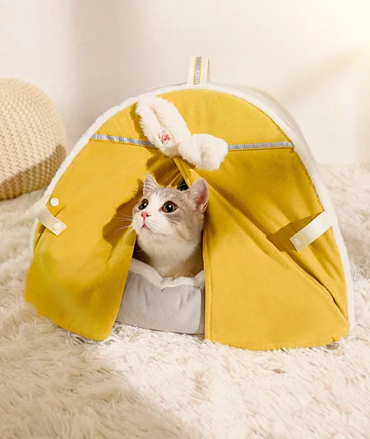 HOOPET Winter Cat Tent Warm Bed for Cats Sleeping Removable Thick Cushion for Dog Sleeping Sofa Cat Nest House Pet Supplies 2