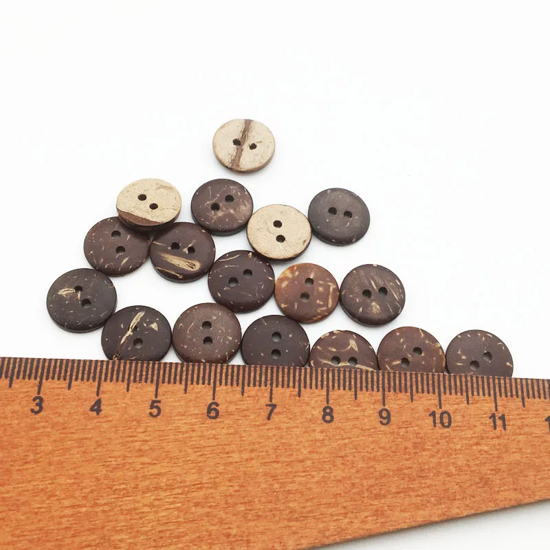 12mm 50PCS Natural Eco-friendly Coconut Shell Wood Button For Clothing 2Holes Children Scrapbook Decorative Sewing Accessories