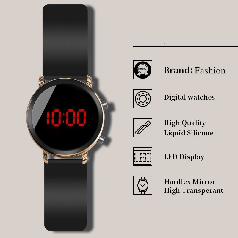 LED Watches Digital Men Women Round Dial Date Stopwatch Numeral Electronic Sport Wrist Watch Male Clock Gifts Relojes Hombres - 3