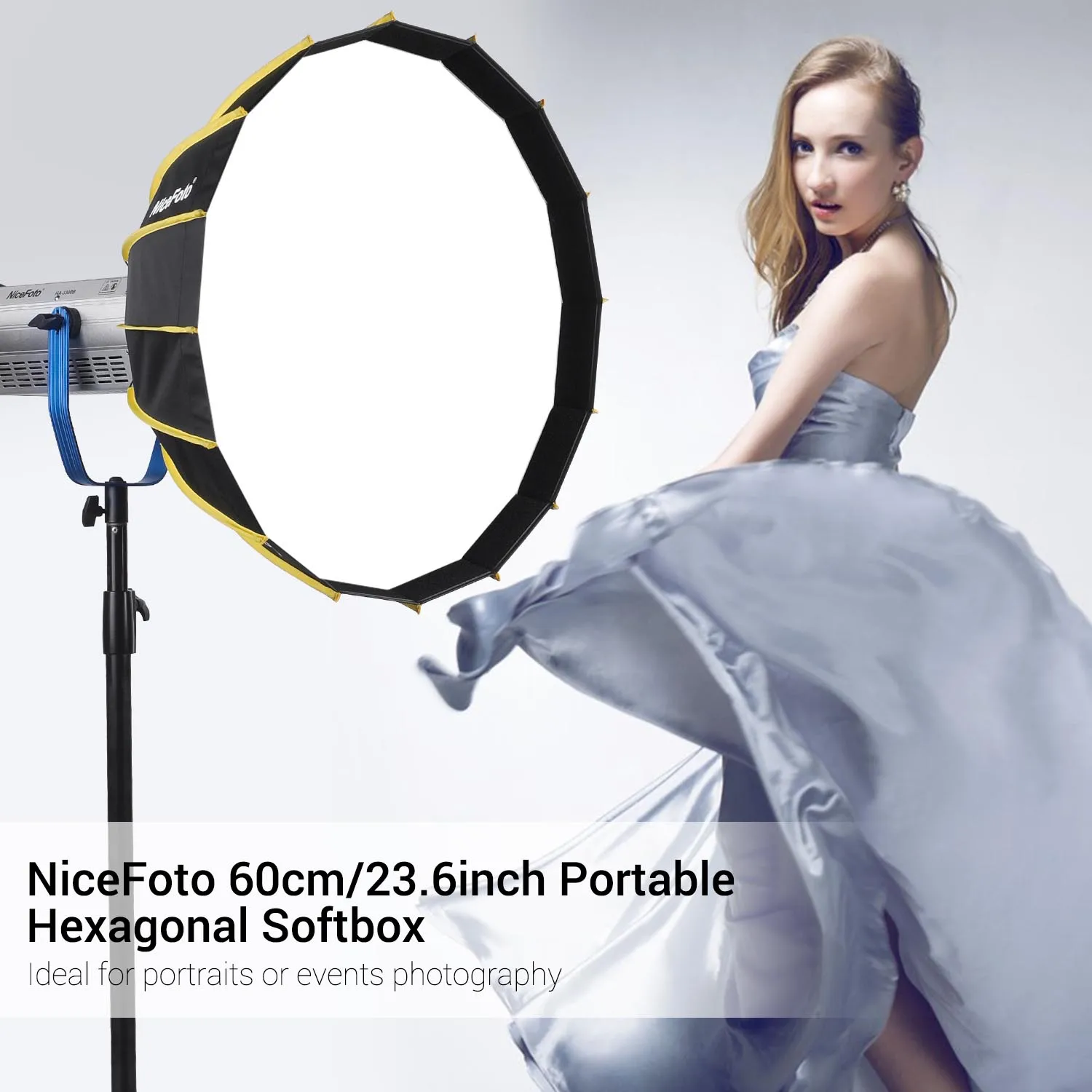 NiceFoto 60 см шестиугольный софтбокс с мягким рассеивателем ткань и сетка зонт в полоску дизайн софтбокс для Speedlite Studio Flash светильник