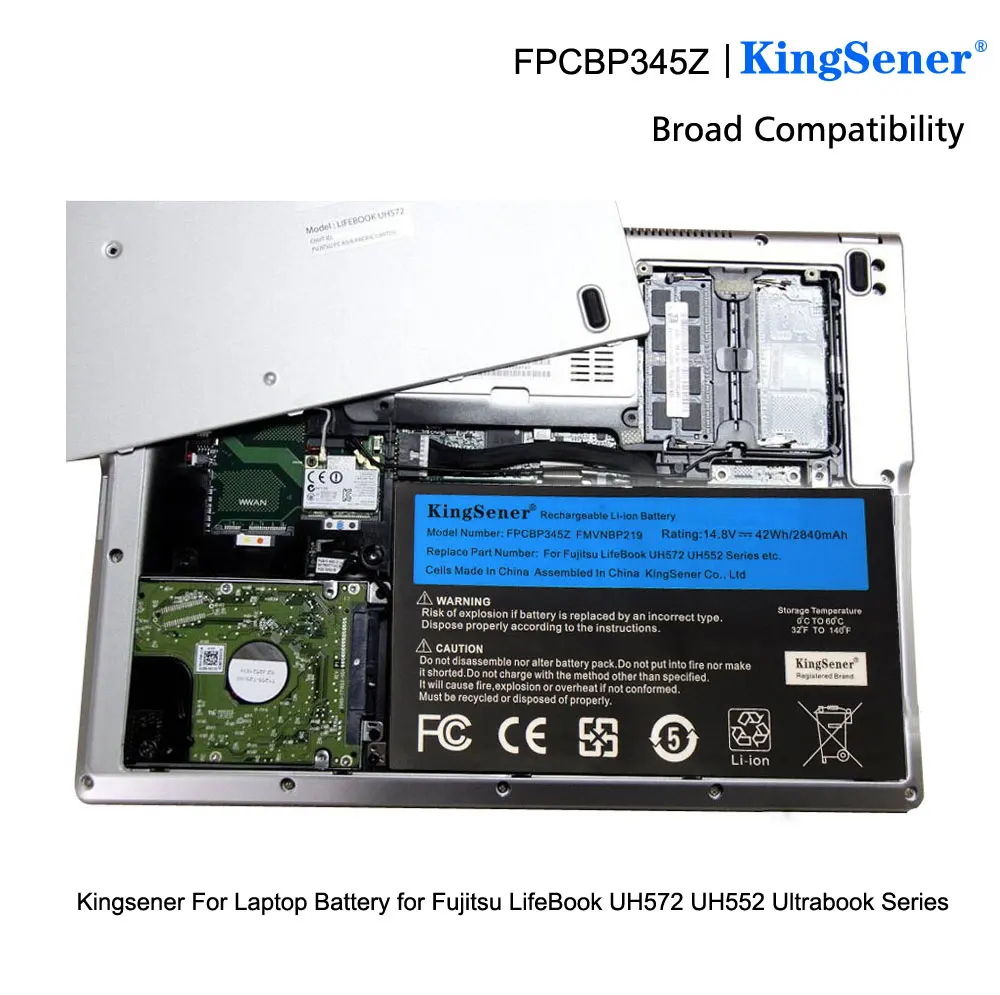 KingSener FPCBP345Z Laptop Battery For Fujitsu LifeBook UH572 UH552  Ultrabook Series FMVNBP219 FPB0280 FPCBP345Z 14.8V 2840mAh - AliExpress