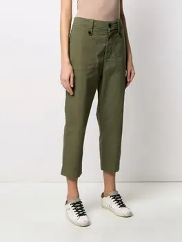 

Women Pants Thin Army Green Khaki Cropped Pants