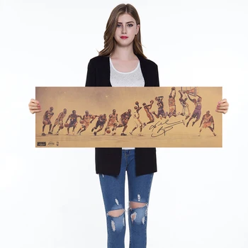 

Vintage Basketball Celebrity Collection Poster Vintage Kraft Paper Poster Cafe Living Room Wall Decoration Wall Sticker 101x33cm