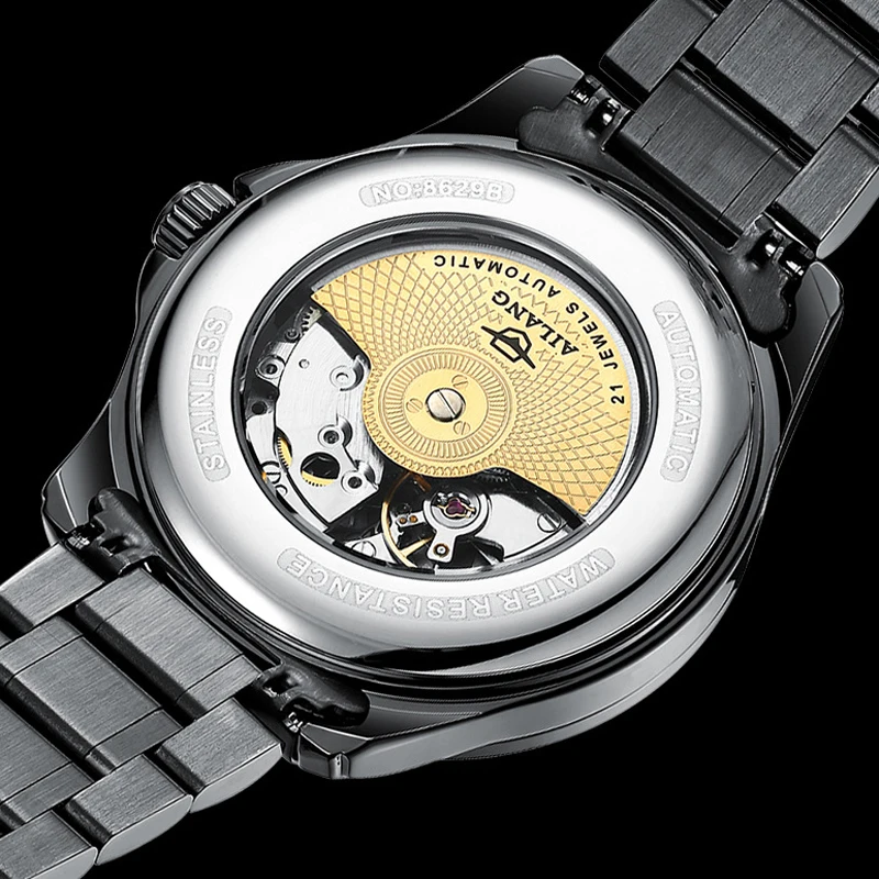 Business Mens Mechanical Watch Luxury Stainless Steel Sport Waterproof Automatic Watch for AILANG