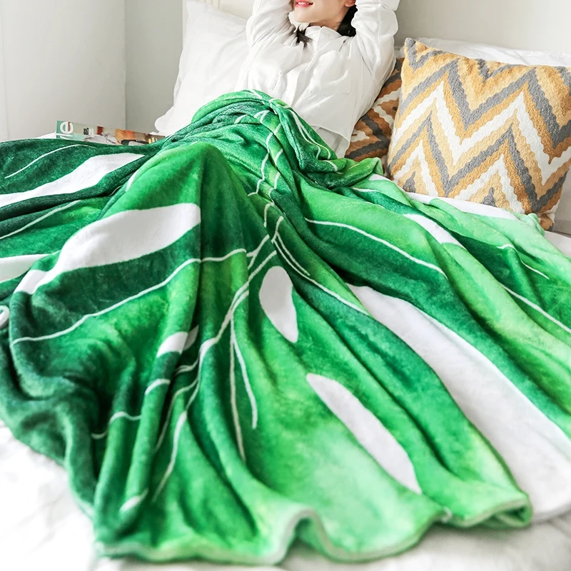 

1 Piece Super Soft Creative Simulation Leaf Throw Blanket Sofa Office Children Blanket Portable Car Travel Cover Blanket Gift