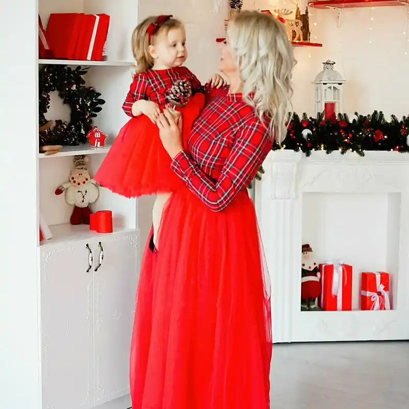 Shein Ropa A Juego Para Madre E Hija Vestido Largo A La Moda A Rayas Rojas Empalmadas Con Lazo Gran Oferta Trajes Iguales De Familia Aliexpress