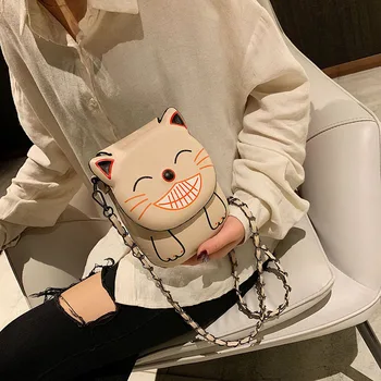 

Women Shoulder Bag High Qulity Cute Cat Cartoon Bag For Girls Female Small Fashion Purse Handbag Funy Chain Crossbody Bag #30