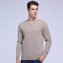 Высококачественный мужской свитер из чистой мериносовой шерсти с v-образным вырезом