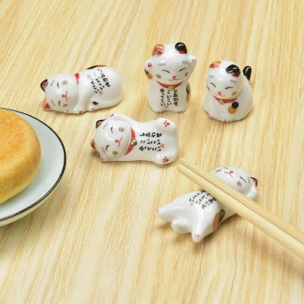 Lucky Cat Chopsticks Holder Japanese Ceramic Chopstick Care Ceramic